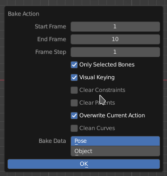 Bake action dans Blender