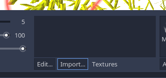 Screenshot of bottom panel import button